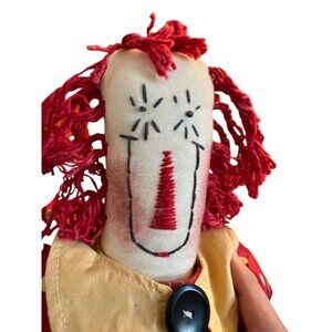 Handmade SIGNED Raggedy Ann Folk Art Cloth Doll — Primitive Americana Decor 21”
